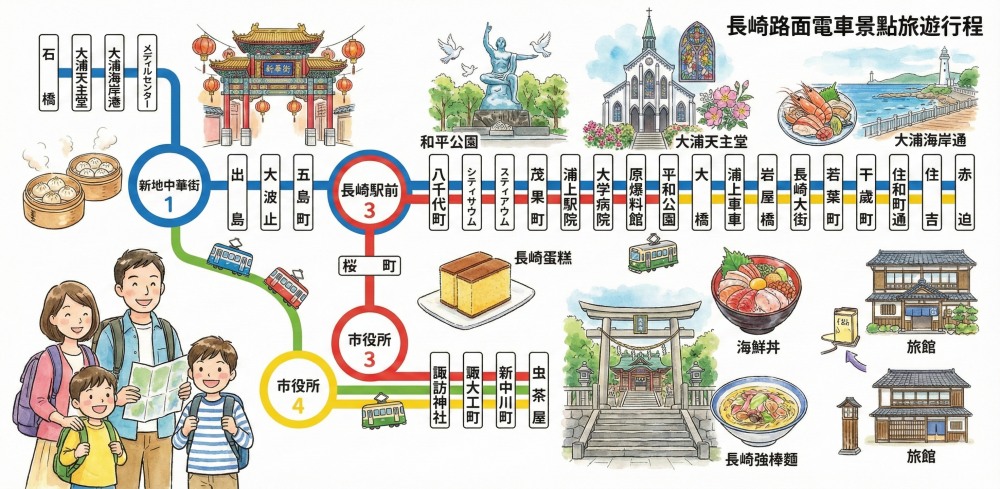 長崎路面電車景點一日遊：親子同行6歲以下孩童免費，用一日券自由穿梭城市、遇見驚喜的寶可夢限定電龍列車！